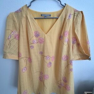 Daniel Rainn Yellow and Pink Floral Blouse